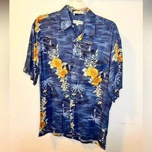 Pierre Cardin Men’s Hawaiian Short Sleeve Button Down Shirt size Small